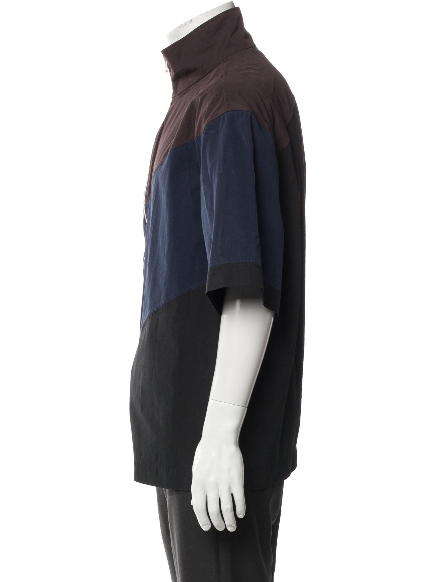 Bottega Veneta Colorblock Pattern Three-Quarter Sleeve Shirt