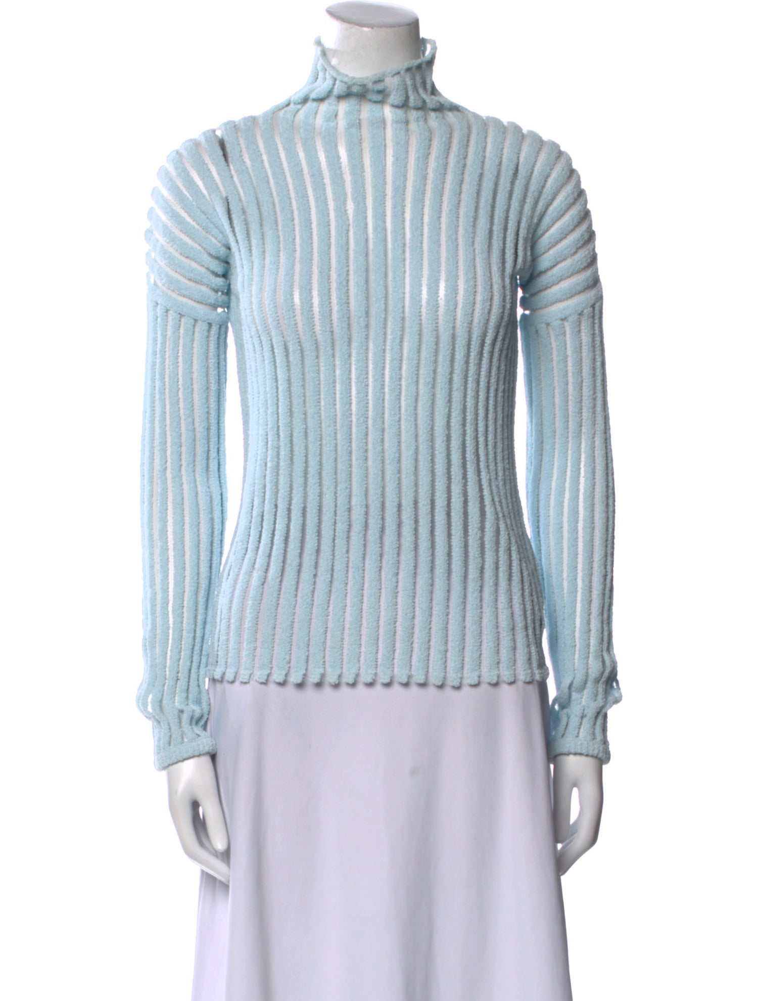 Bottega Veneta Striped Mock Neck Blouse