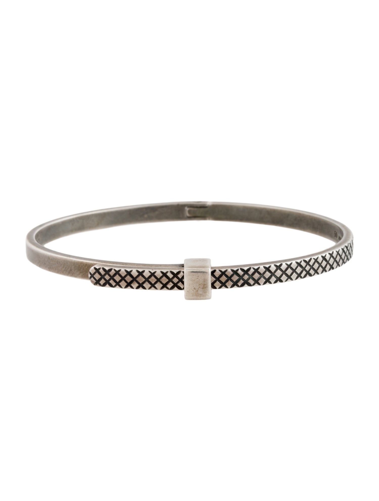 Bottega Veneta Skinny Intrecciato Hinged Bangle Bracelet
