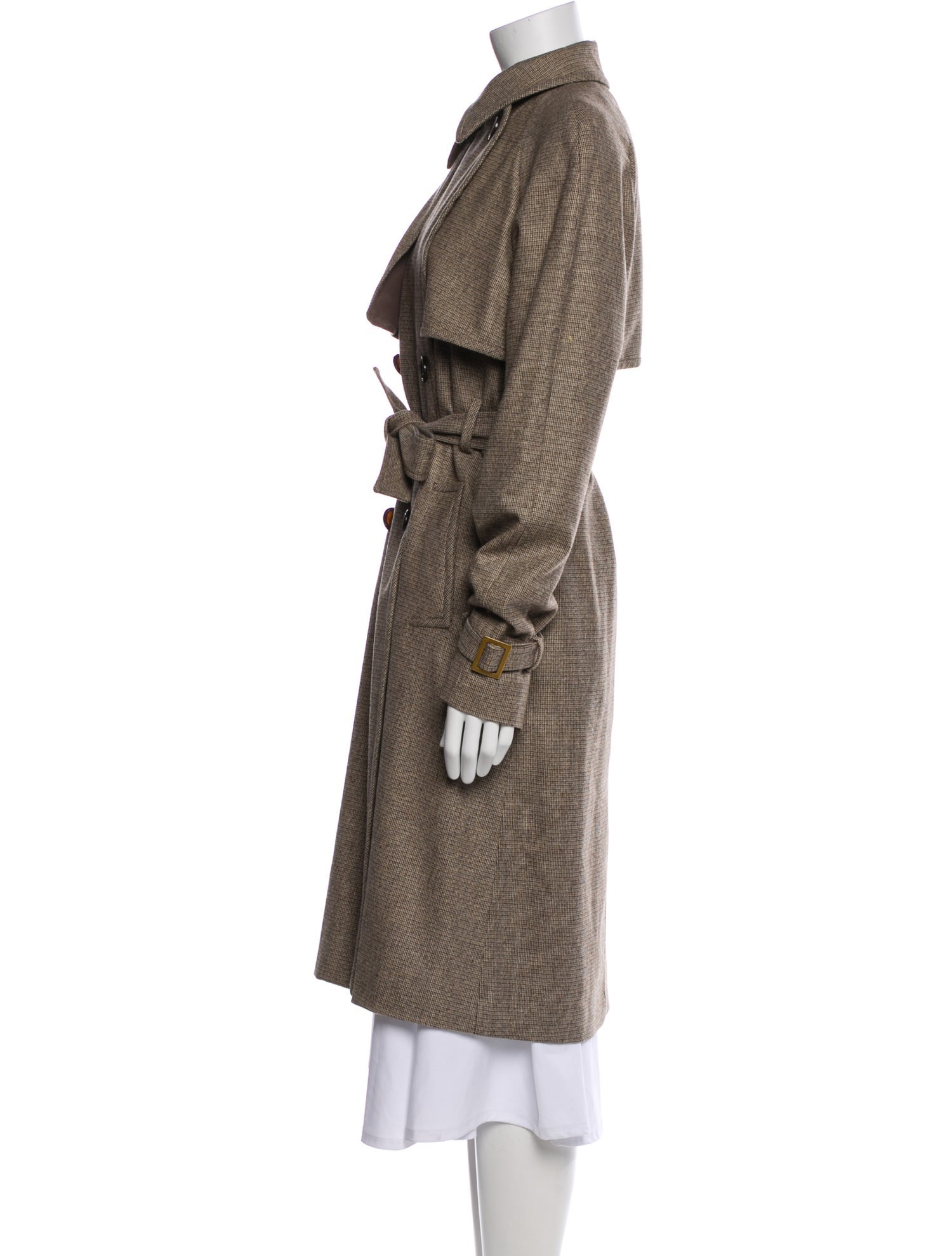 Bottega Veneta Wool Tweed Pattern Trench Coat