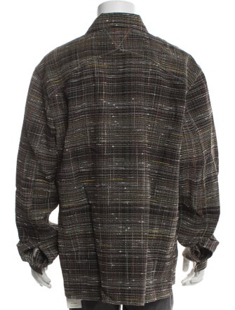 Bottega Veneta Plaid Print Trucker Jacket