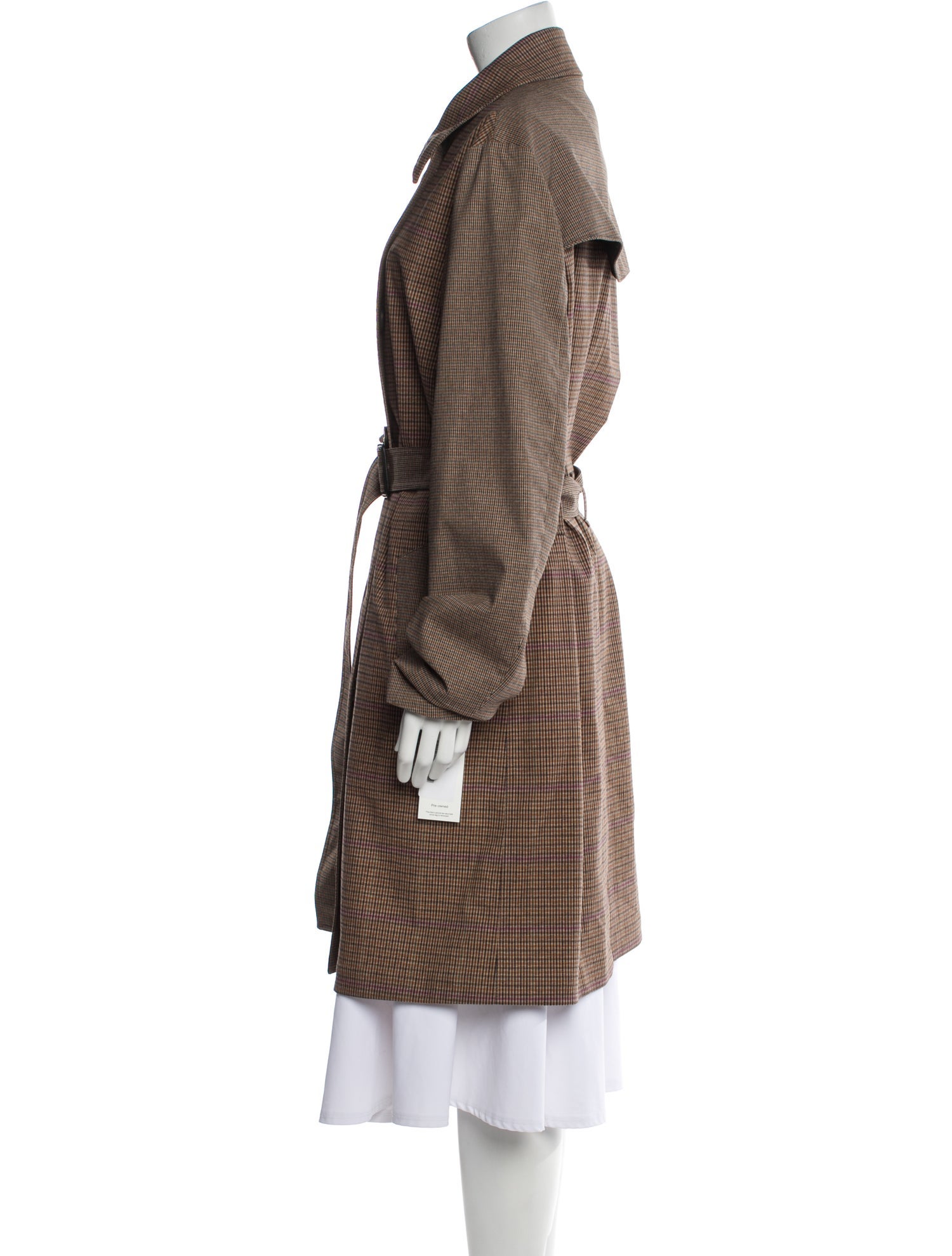 Bottega Veneta Plaid Print Trench Coat