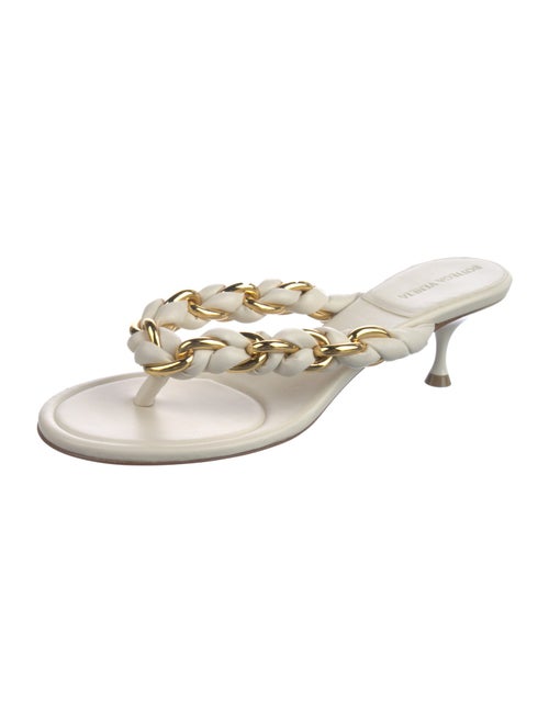 Bottega Veneta Leather Chain-Link Accents Slides