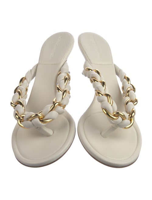 Bottega Veneta Leather Chain-Link Accents Slides