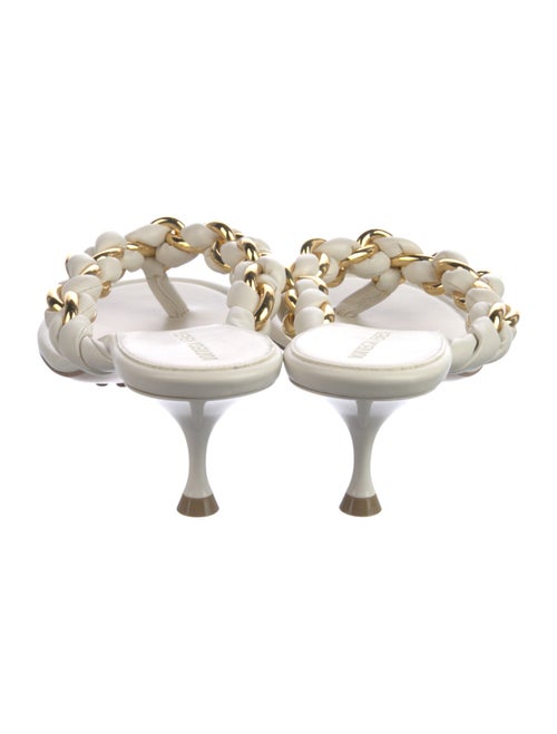 Bottega Veneta Leather Chain-Link Accents Slides