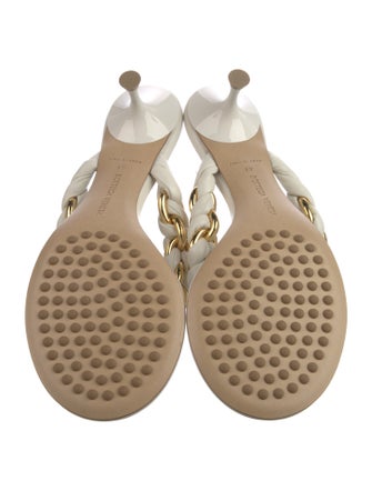 Bottega Veneta Leather Chain-Link Accents Slides