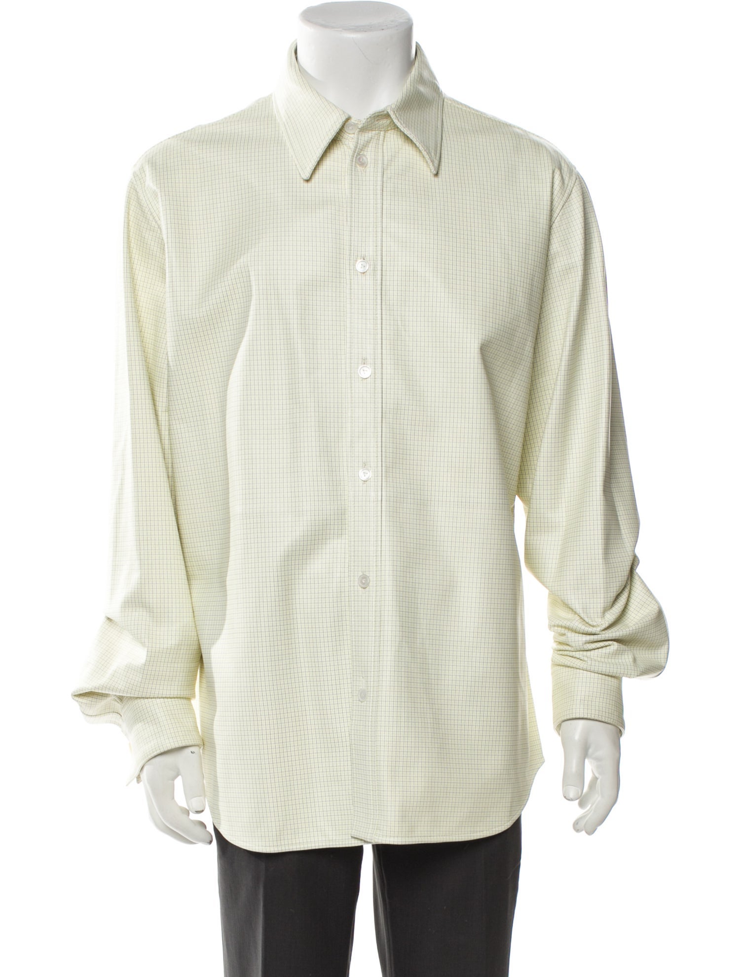 Bottega Veneta Lamb Leather Plaid Print Shirt