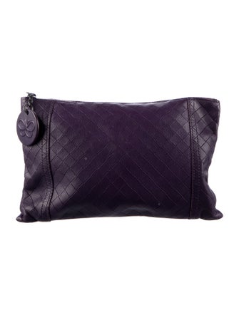 Bottega Veneta Purple Woven Leather Cosmetic Bag