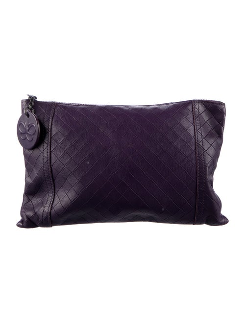 Bottega Veneta Purple Woven Leather Cosmetic Bag