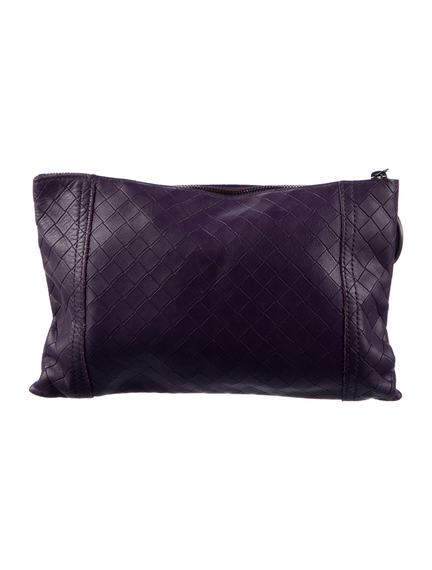Bottega Veneta Purple Woven Leather Cosmetic Bag