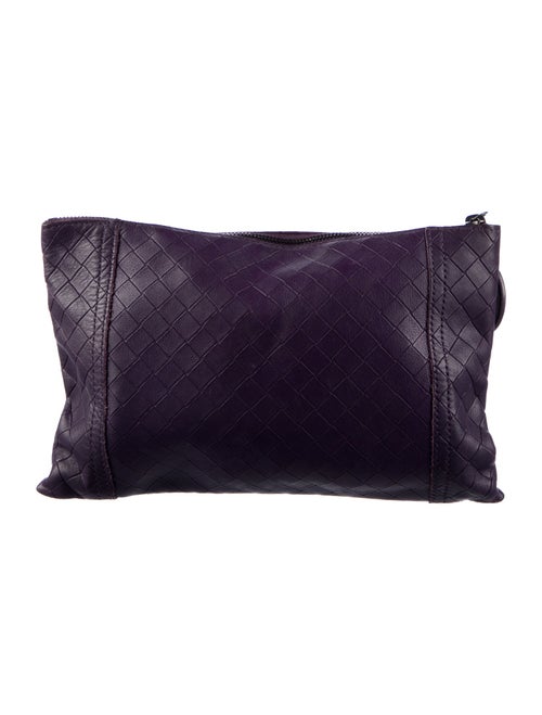 Bottega Veneta Purple Woven Leather Cosmetic Bag