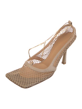 Bottega Veneta Mesh Chain-Link Accents T-Strap Pumps