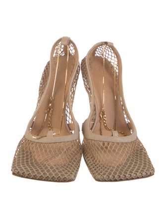 Bottega Veneta Mesh Chain-Link Accents T-Strap Pumps