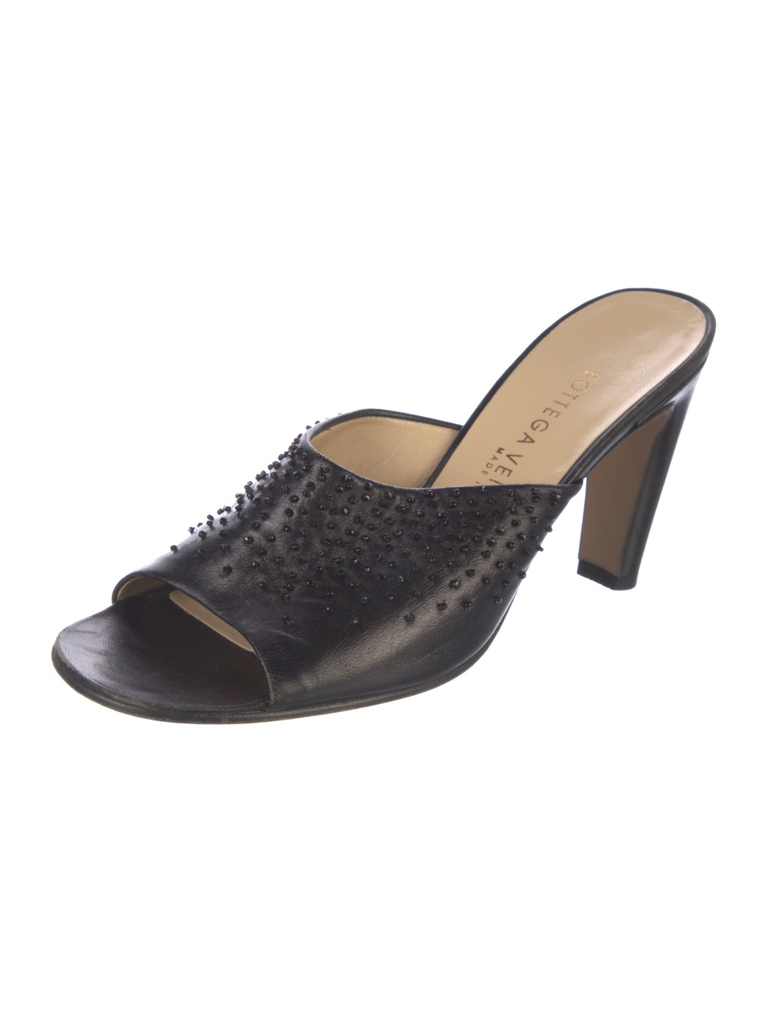 Bottega Veneta Leather Beaded Accents Slides