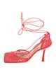 Bottega Veneta Mesh Leather Trim Embellishment T-Strap Pumps