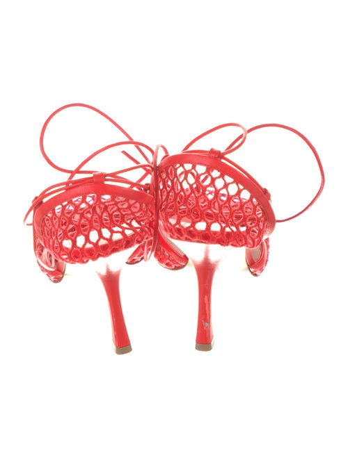 Bottega Veneta Mesh Leather Trim Embellishment T-Strap Pumps