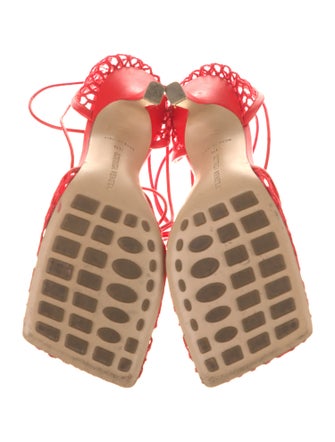 Bottega Veneta Mesh Leather Trim Embellishment T-Strap Pumps