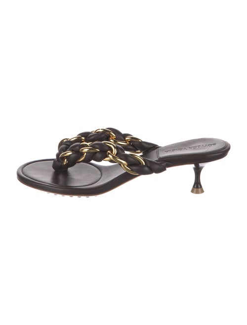 Bottega Veneta Leather Chain-Link Accents Slides