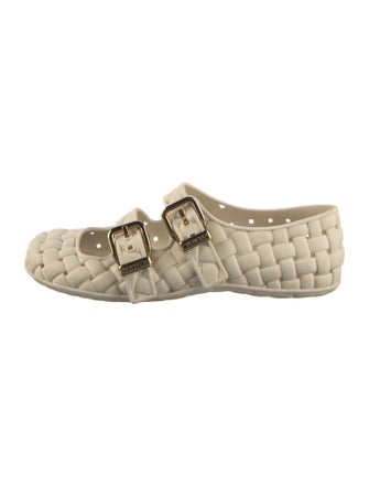 Bottega Veneta Intrecciato Weave Rubber Mary Jane Flats