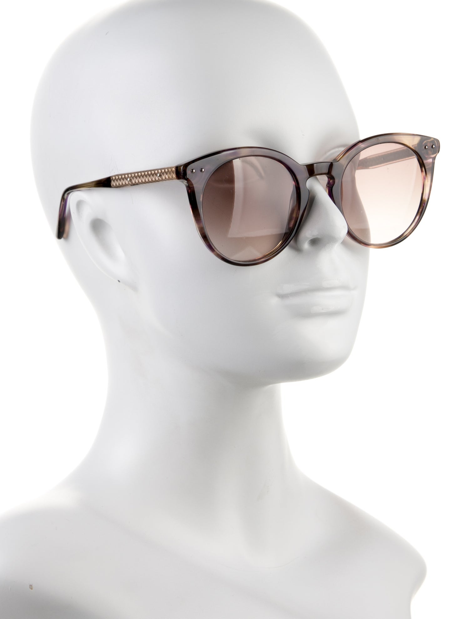 Bottega Veneta Intrecciato Weave Round Sunglasses