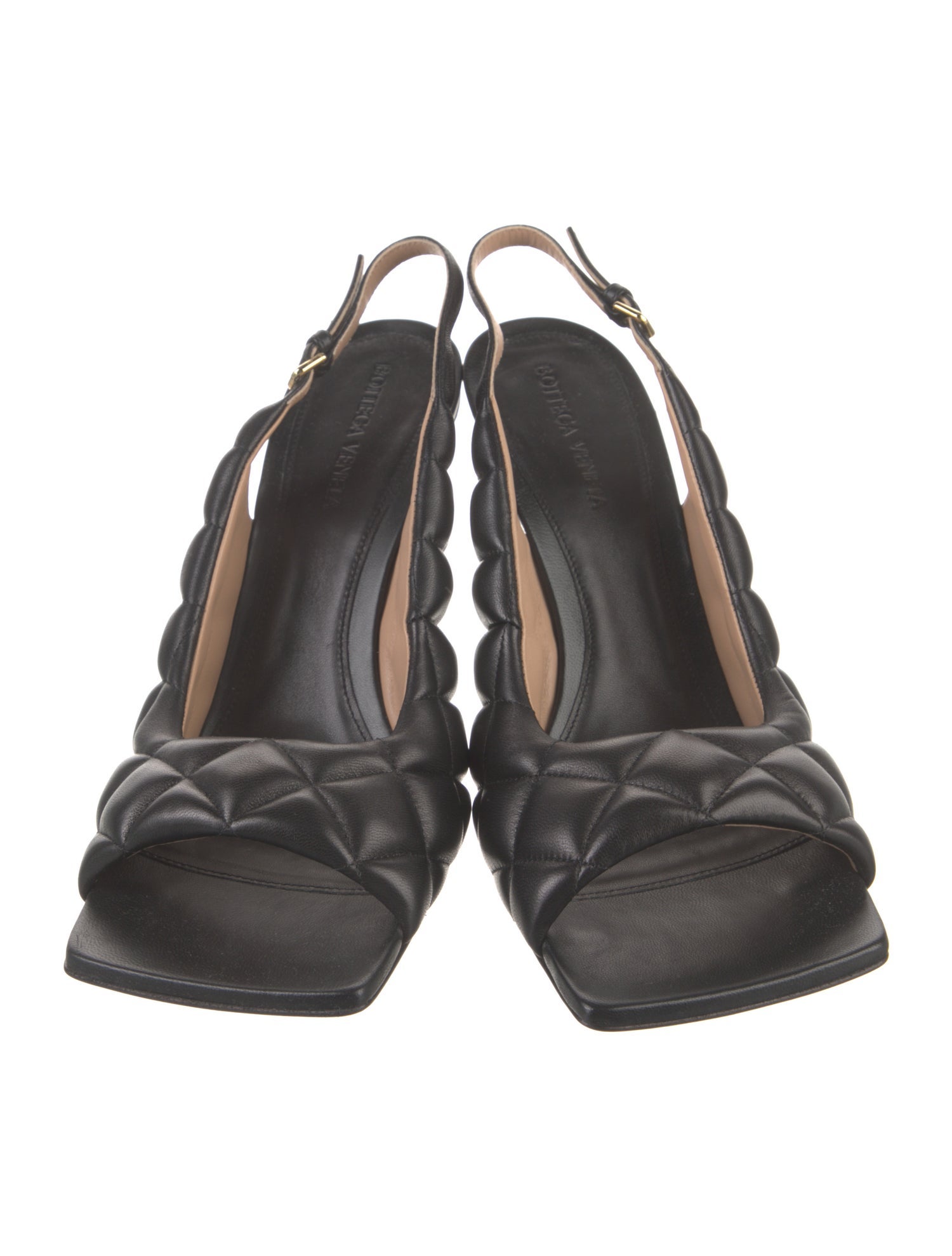 Bottega Veneta Quilted Pattern Leather Slingback Sandals