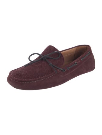 Bottega Veneta Intrecciato Weave Suede Moccasins
