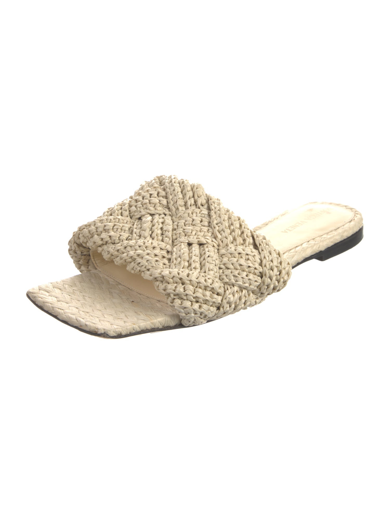 Bottega Veneta Intrecciato Weave Raffia Slides