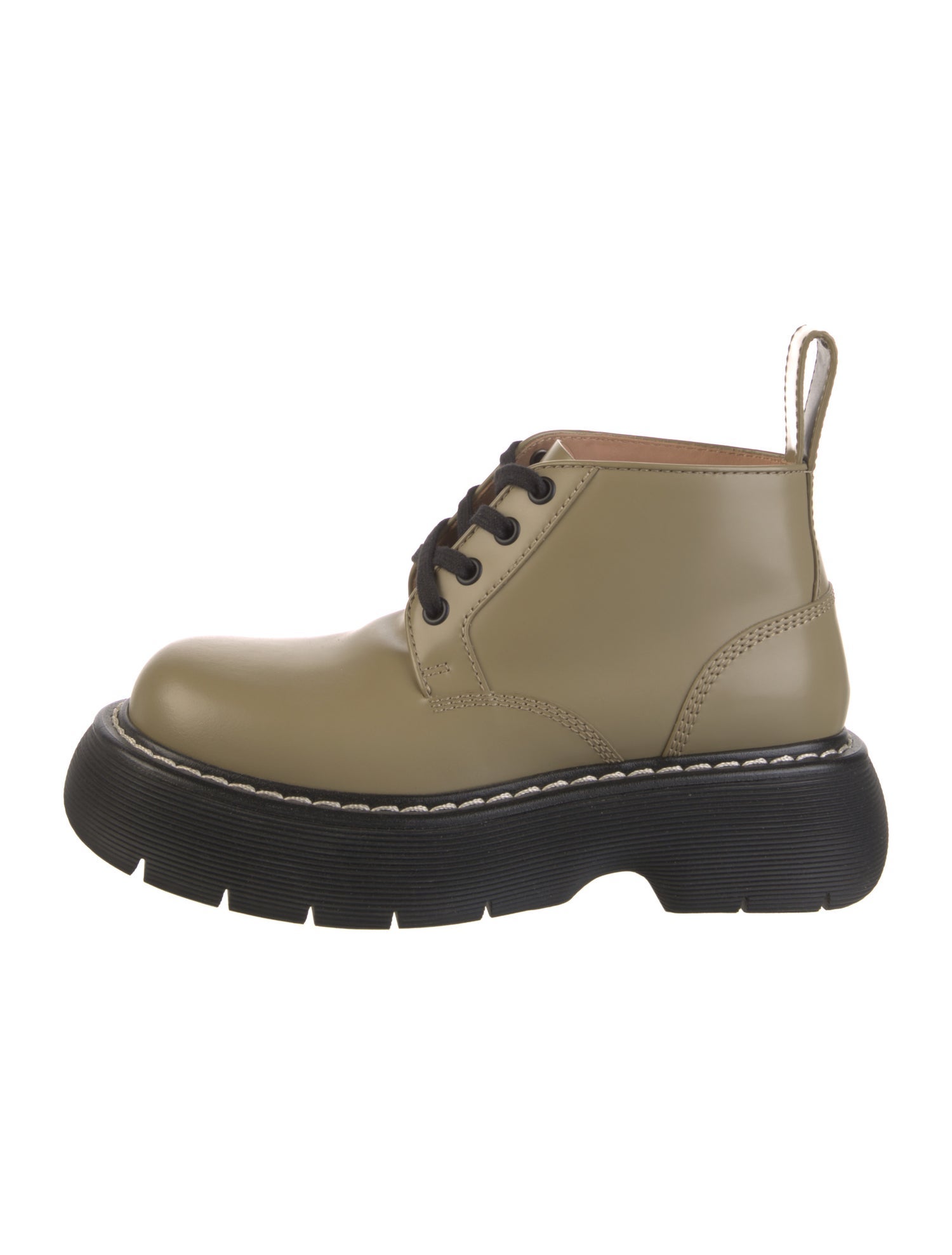 Bottega Veneta Leather Colorblock Pattern Combat Boots