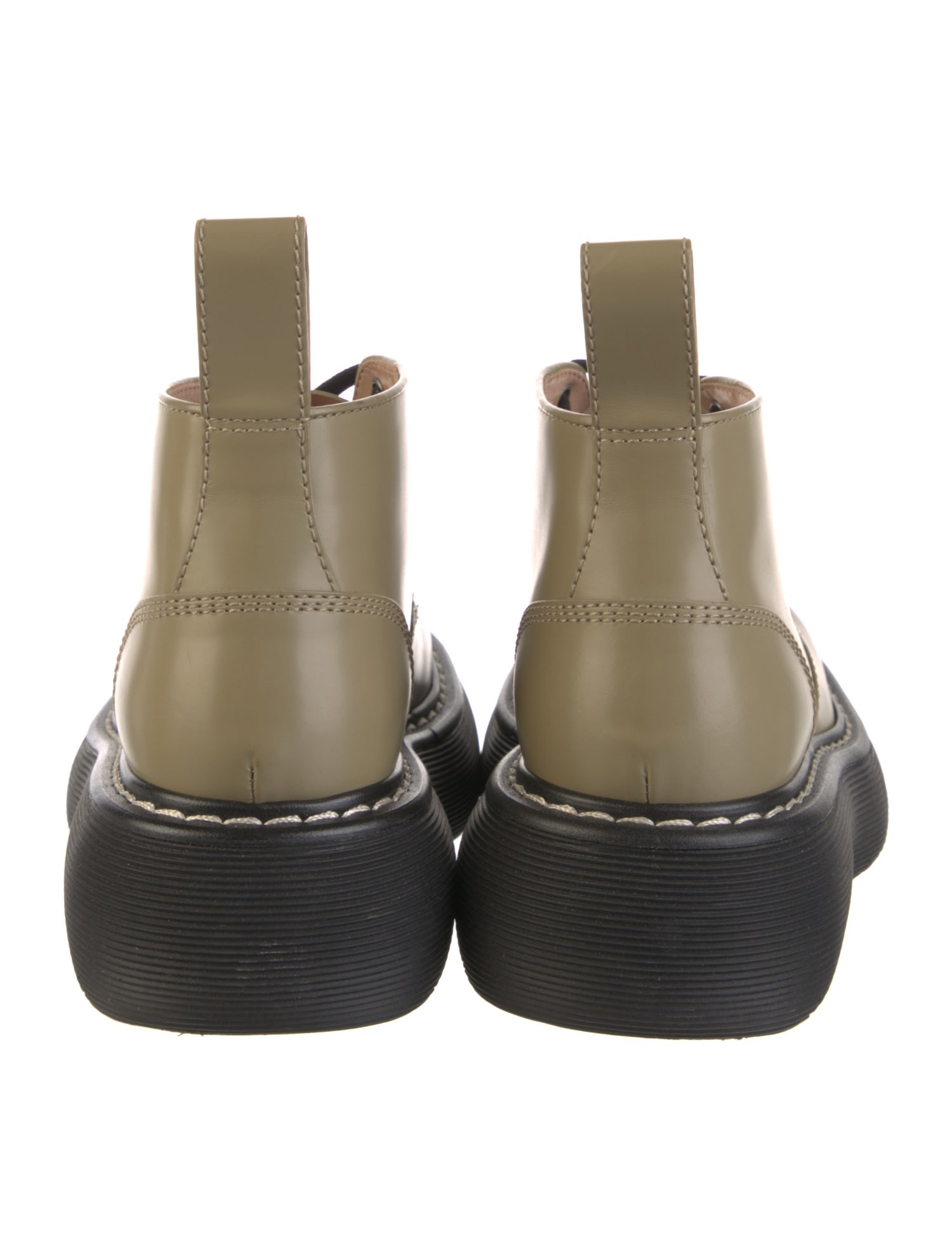 Bottega Veneta Leather Colorblock Pattern Combat Boots