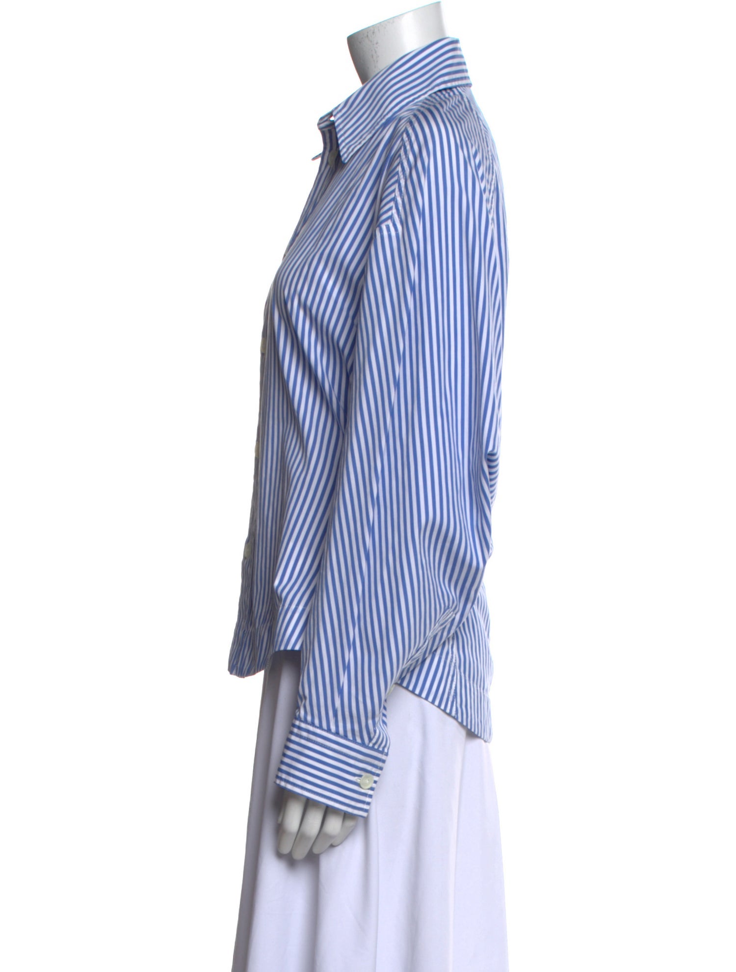Bottega Veneta Striped Long Sleeve Button-Up Top
