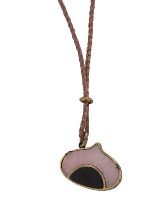 Bottega Veneta Wood & Leather Pendant Necklace