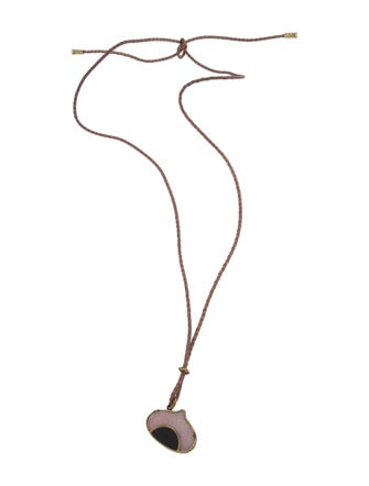 Bottega Veneta Wood & Leather Pendant Necklace