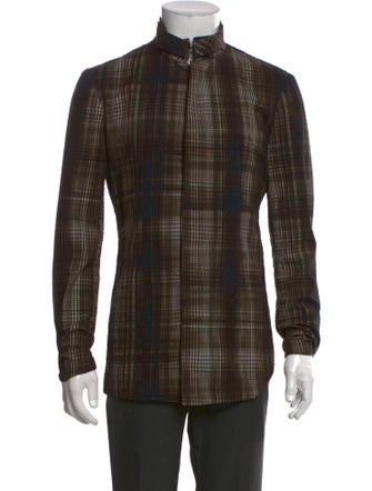 Bottega Veneta Plaid Print Long Sleeve Western Shirt