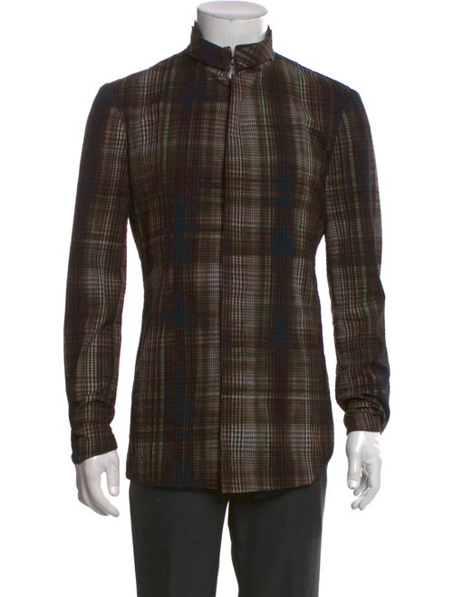 Bottega Veneta Plaid Print Long Sleeve Western Shirt