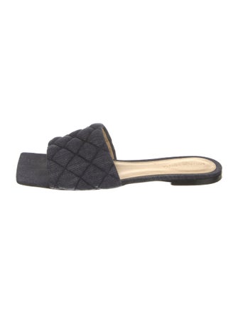 Bottega Veneta Quilted Pattern Denim Slides