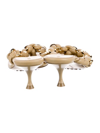 Bottega Veneta Leather Chain-Link Accents Slides