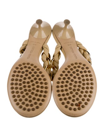 Bottega Veneta Leather Chain-Link Accents Slides