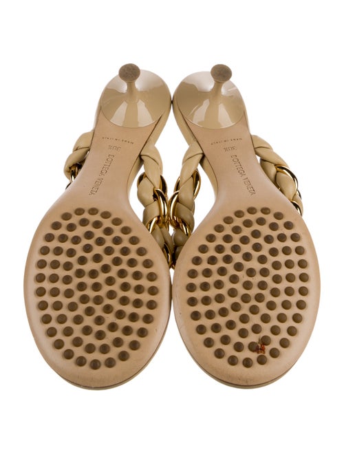 Bottega Veneta Leather Chain-Link Accents Slides