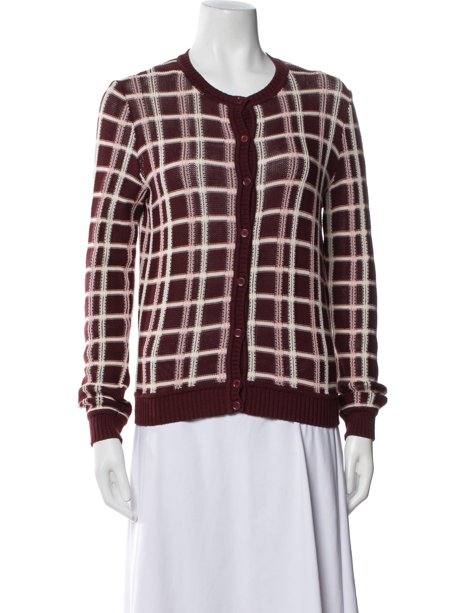 Bottega Veneta Plaid Print Scoop Neck Sweater