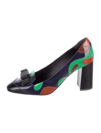 Bottega Veneta Patent Leather Printed Slingback Pumps