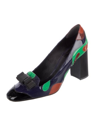 Bottega Veneta Patent Leather Printed Slingback Pumps
