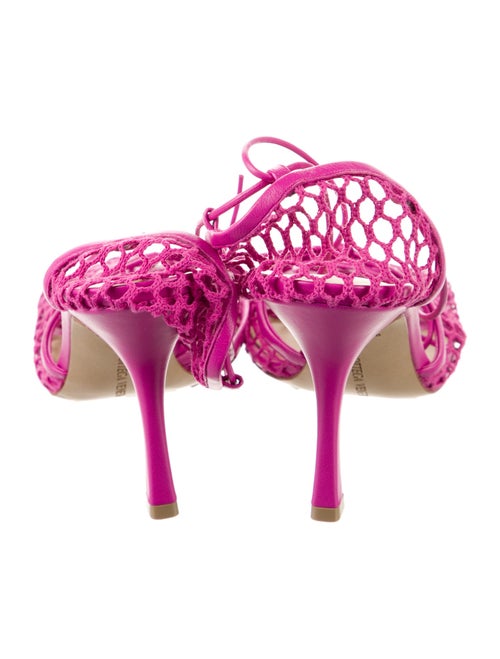 Bottega Veneta Mesh Leather Trim Embellishment T-Strap Pumps