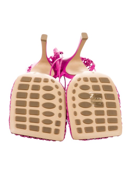 Bottega Veneta Mesh Leather Trim Embellishment T-Strap Pumps