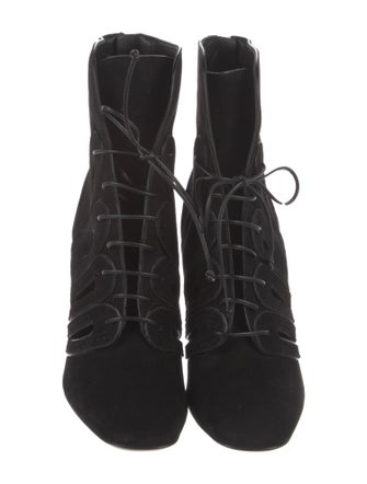 Bottega Veneta Suede Cutout Accent Lace-Up Boots