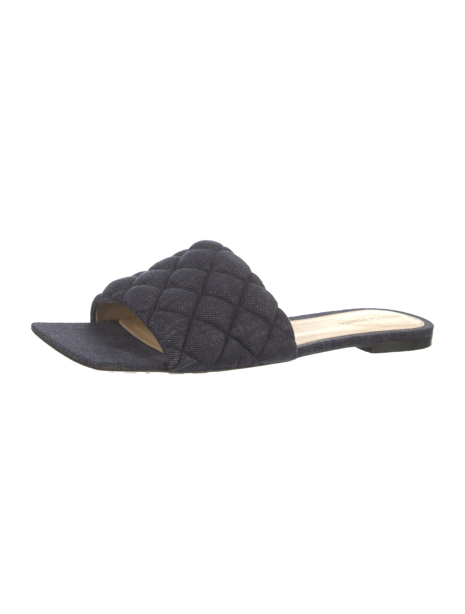 Bottega Veneta Intrecciato Weave Denim Slides