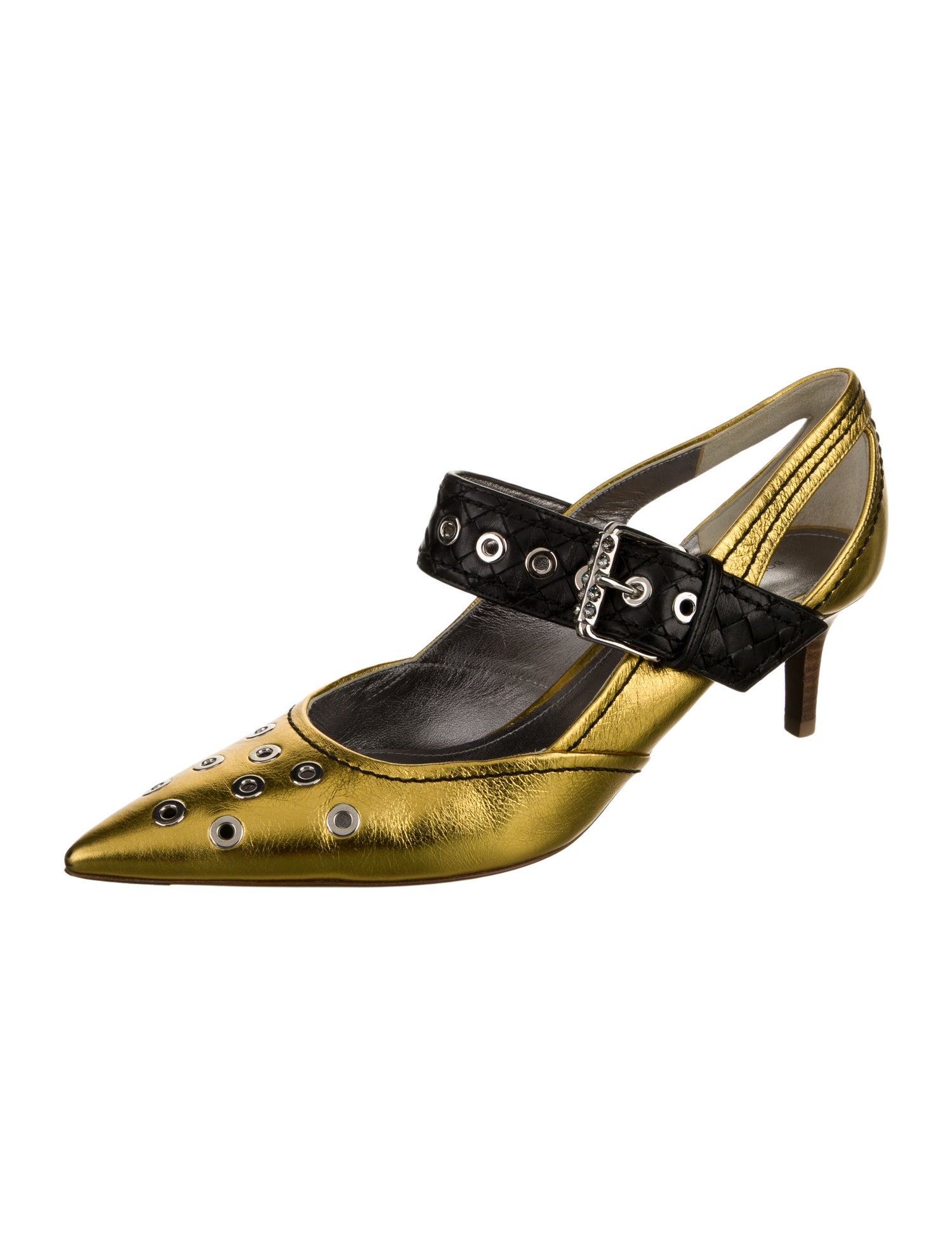 Bottega Veneta Leather Colorblock Pattern Pumps