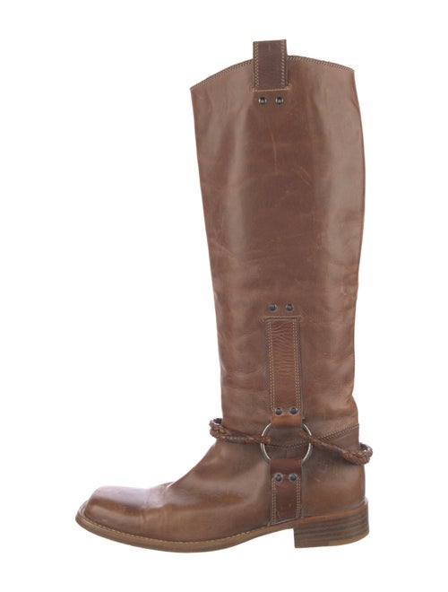 Bottega Veneta Leather Braided Accents Riding Boots