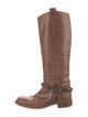 Bottega Veneta Leather Braided Accents Riding Boots