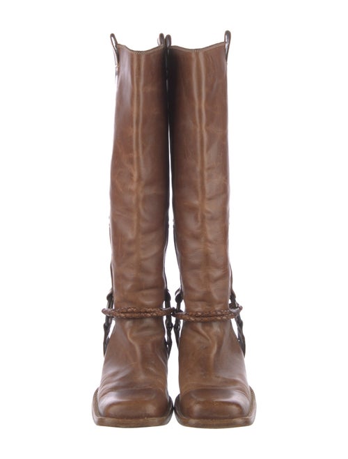 Bottega Veneta Leather Braided Accents Riding Boots