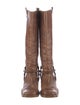 Bottega Veneta Leather Braided Accents Riding Boots